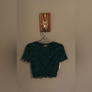 H&M Green Lace Crop Top
